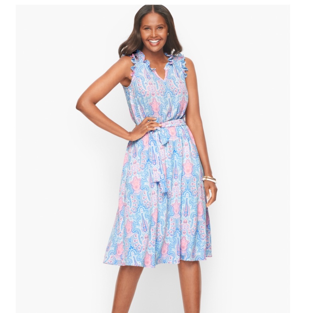 Talbots Blue and Pink Paisley Midi Dress
